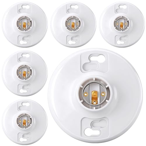 6 Pcs E26 Light Socket Medium Base Lamp Holder White lamp Socket
