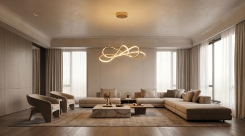 Gold Plated Modern LED Chandelier (32 inches 80W / Gold Plated)