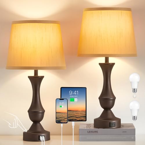 22" Table Lamp Set of 2 (Brown,Brown / 22in)