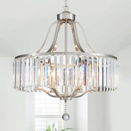 Modern Crystal Chandeliers Round 6 (168-Brushed Nickel)