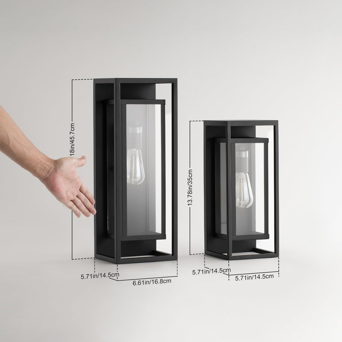 18" Modern Outdoor Porch Wall Light (Matte Black / 18-inch)