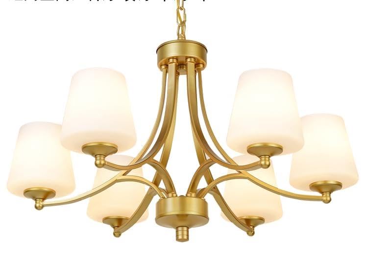 6 Light Modern Gold Chandeliers for Dining Room 47.2'' Adjustable Height Farmhouse Pendant Light with Frosted Glass Shades (Gold-A)