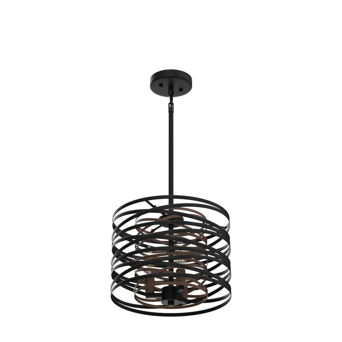 12.6'' Farmhouse Chandeliers for Dining Room (Black with Retro Wood Texture Interior / 12.6"/3-Light)