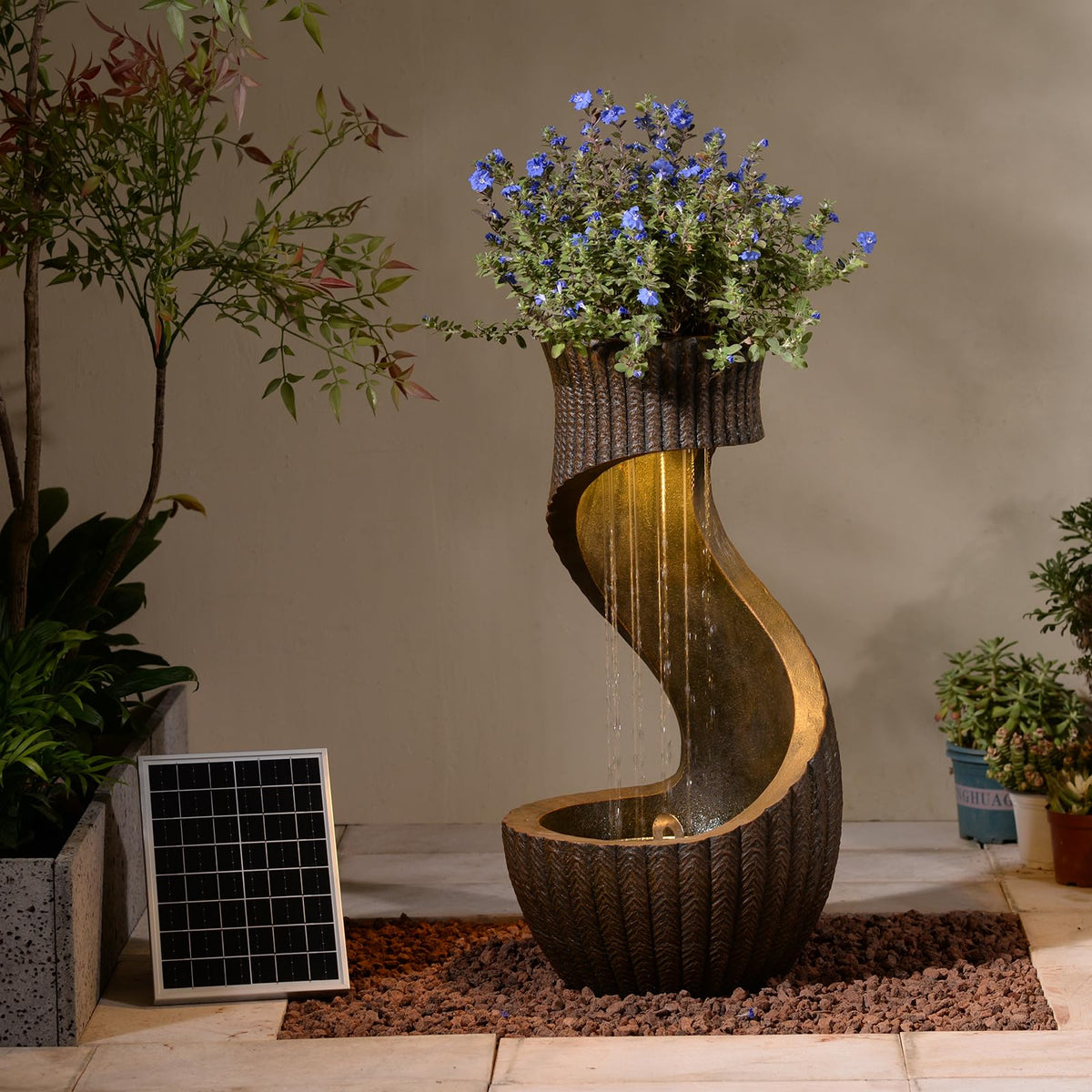 26.77" Tall Solar Water Fountain Outdoor Waterfall Feature (Solar Version-26.77'' H)