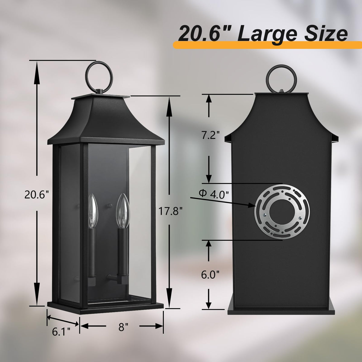 Outdoor Wall Lights (Black / 20.6 inch)