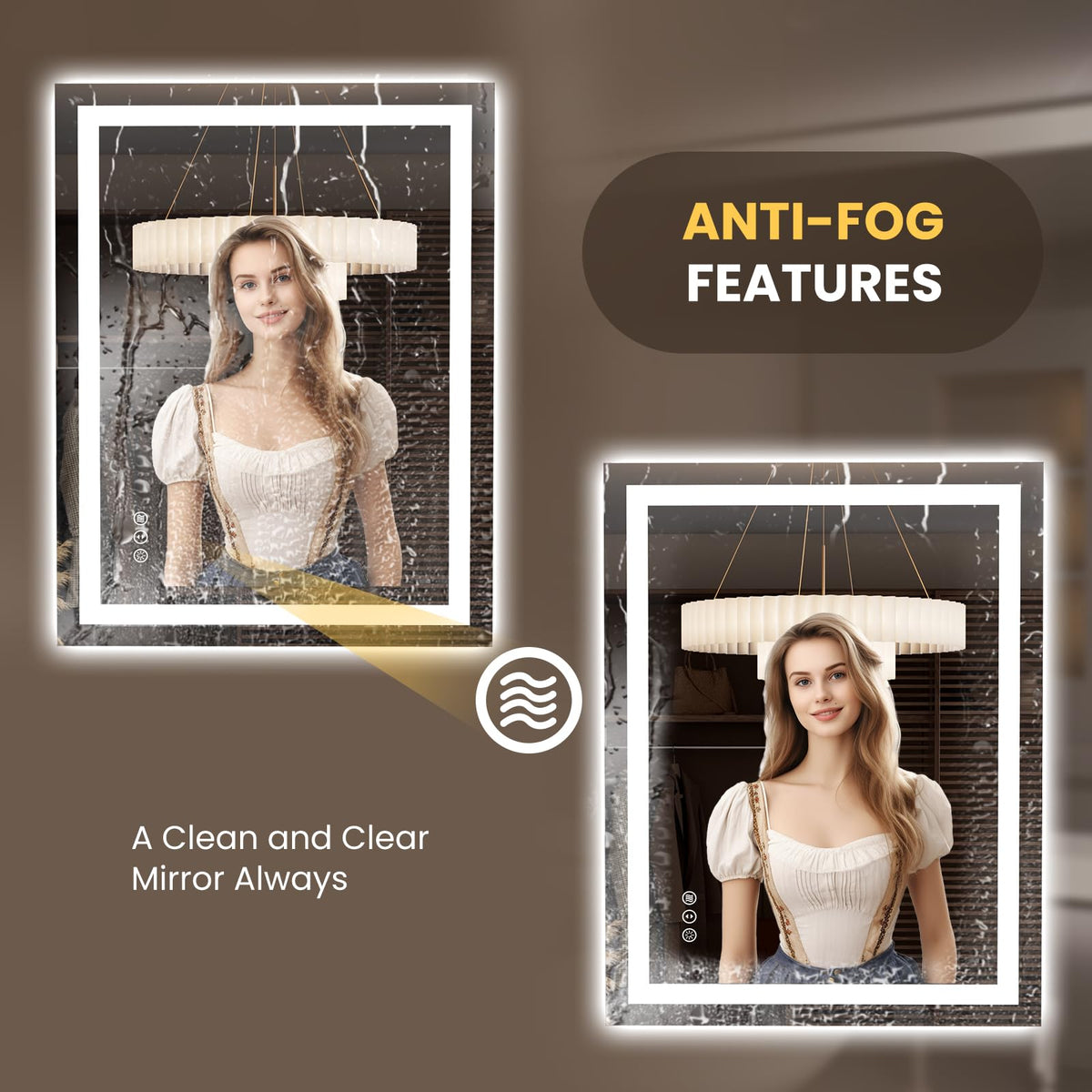 27.6"x35.4" LED Bathroom Mirror with Lights (Led / 35.4"L x 27.6"W)