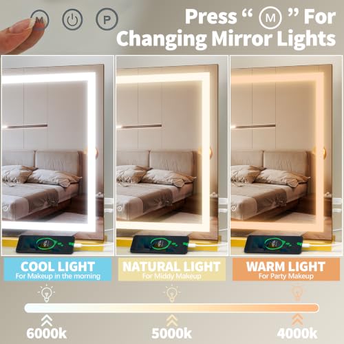 23" x 18" Vanity Mirror with Lights (Gold / 23"L x 18"W)