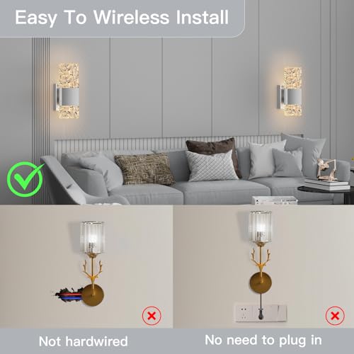 Battery Operated Wall Sconce (Crystal Silver 9.3In)