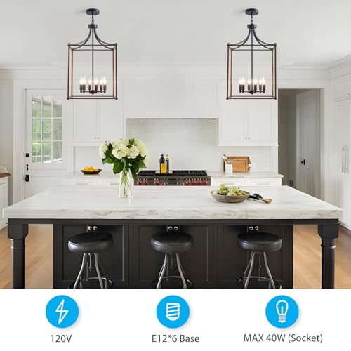 15.7" Modern Farmhouse Chandeliers for Dining Room 6 (186-Black Wood Grain)
