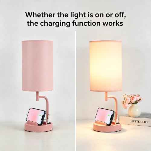 Touch Control USB Table Lamp with USB C (Pink)