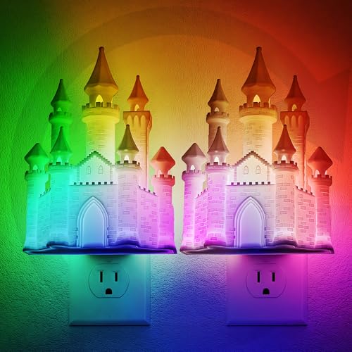 Night Lights Plug into Wall (Castle-RGB / 2 Pack)