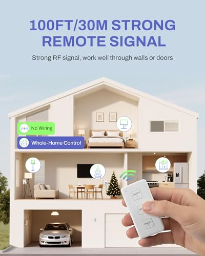 Wireless Remote Control Outlet Switch (1 Magnetic Remote + 3 Outlets)