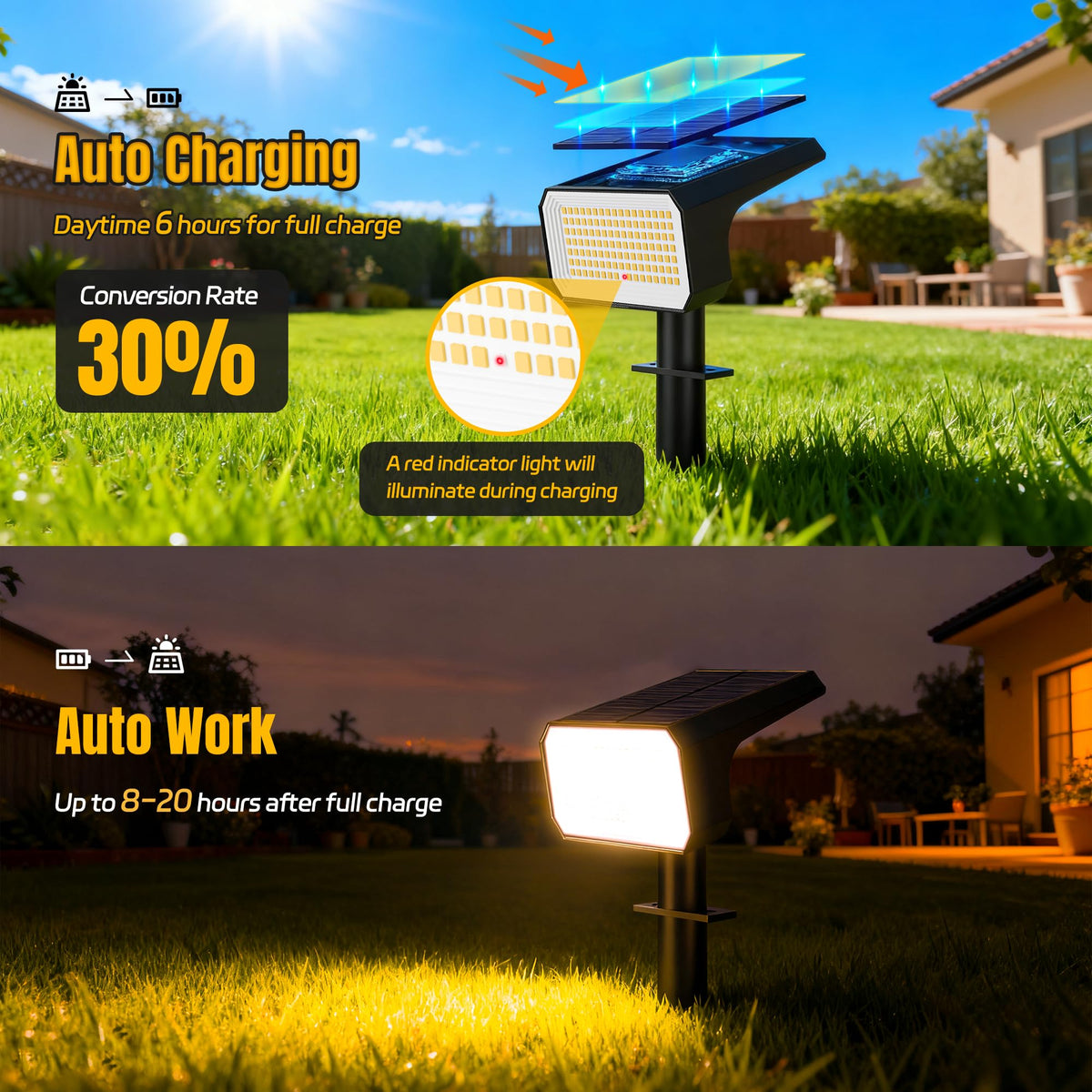 Solar Spot Lights Outdoor Waterproof (Warm White / 4 pack)
