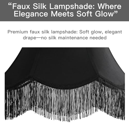 Black Silk Bell Lamp Shades Set of 2 (BLACK / 2 Pack)