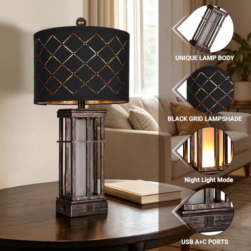 27" Modern Table Lamp with Nightlight