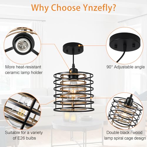 Farmhouse Pendant Lights Kitchen Island (Caged-1Pack)