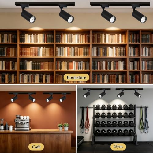 Plug in LED Track Lighting Kit H Type 4000K 2PCS 20W Black (1.4FT Track Kit)