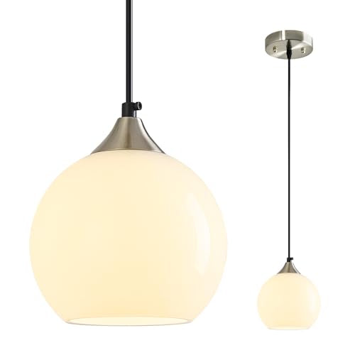 White Pendant Lights Kitchen Island 1 Pack (Milky White / S - 5.9 in)