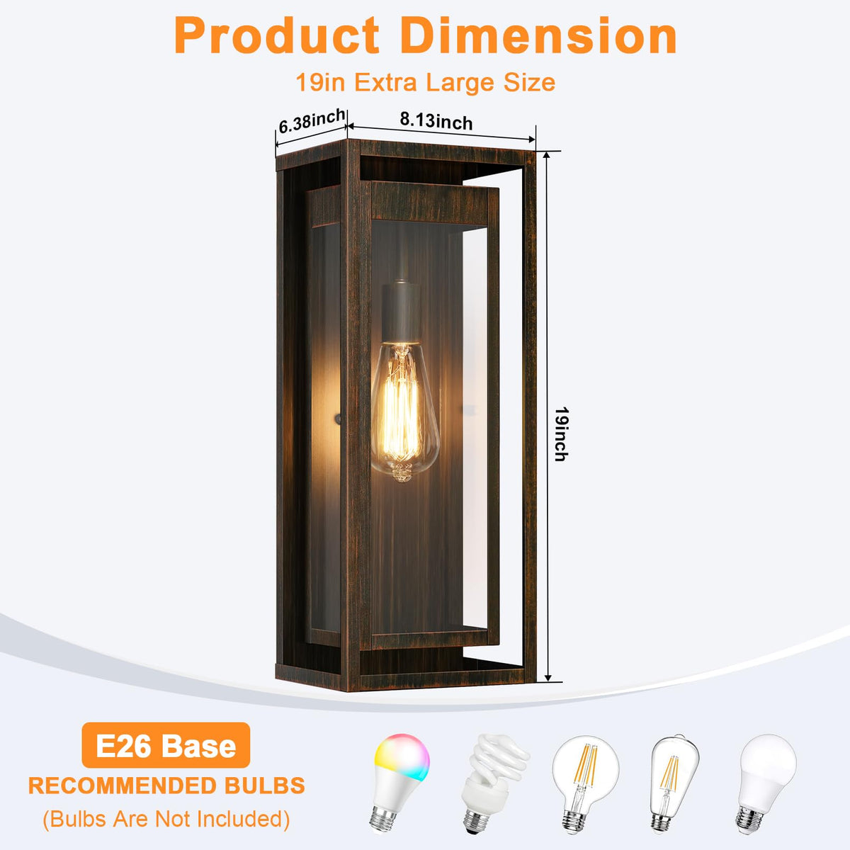 19 Inch Brown Outdoor Wall Light Fixtures (Distressed Brown / 19" (2-Pack))