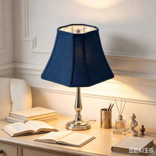 Navy Blue Hexagonal Linen Lamp Shade (Blue / (6.25*6.25)(13*13)11* 1 Pack)