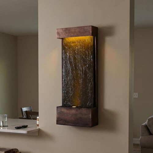 32.3 in Tall Modern Wall Fountain Indoor Outdoor LED Resin Copper (32.3"h Cooper)