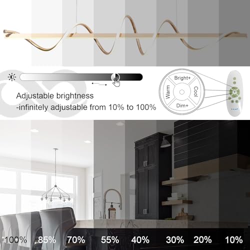 Gold Modern Chandelier for Dining Room 47.24" Led Pendant Light Kitchen Island Lighting Dimmable Serpentine Twist (Electroplated Gold / 47.24")