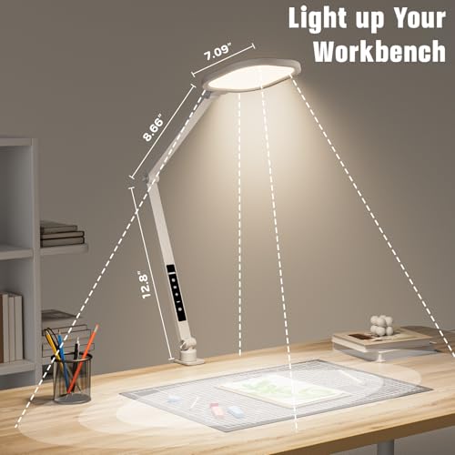 LED Desk Lamp for Home Office with Clamp (White)