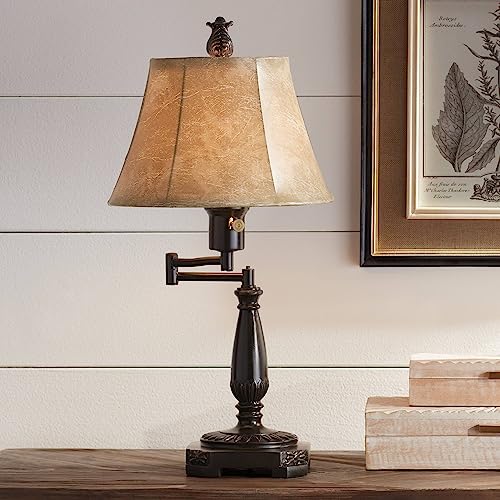 Andrea 22 1 2" High Desk Lamp Adjustable Swing Arm Bronze Brown Natural (Bronze)