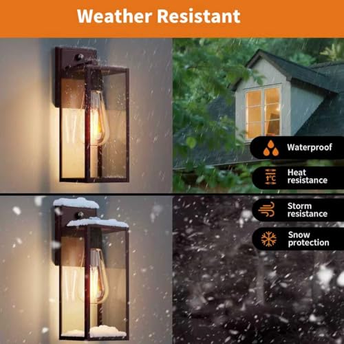 2 Pack 15'' Oil Rubbed Bronze Dusk to Dawn Outdoor Front Porch Lights for Outside (Oil-Rubbed Bronze / Large-14.8'')