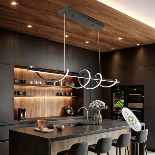 Electroplated Chrome Twisted Color Changing Dimmable LED Pendant Chandelier (Black / 39.37in)