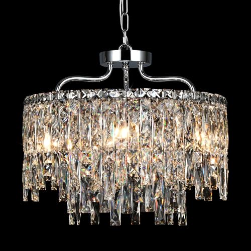 18" 6 Light Modern Round Crystal Chandeliers for Dining Room (Chrome / 6-Light D 18")