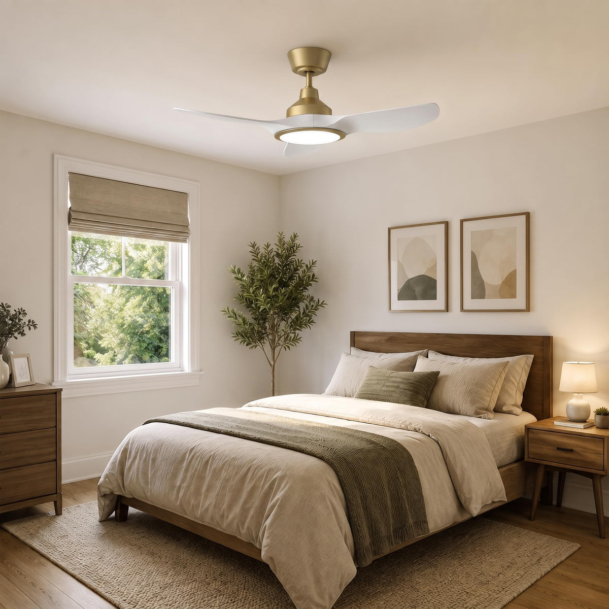 2 Pack 36" Small Ceiling Fan with Light (White & Gold / 36 Inch)