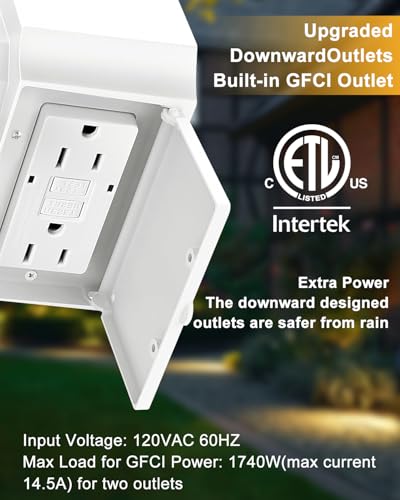 2 Pack White Porch Lights with Outlet (2 Pack / White)