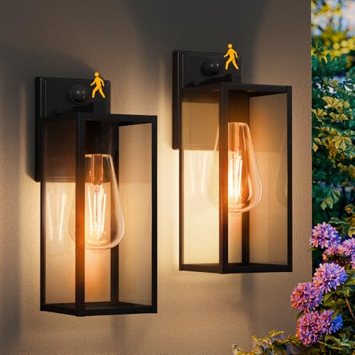 15'' Black Motion Sensor Outdoor Front Porch Lights for Outside (14.8'' / Black)