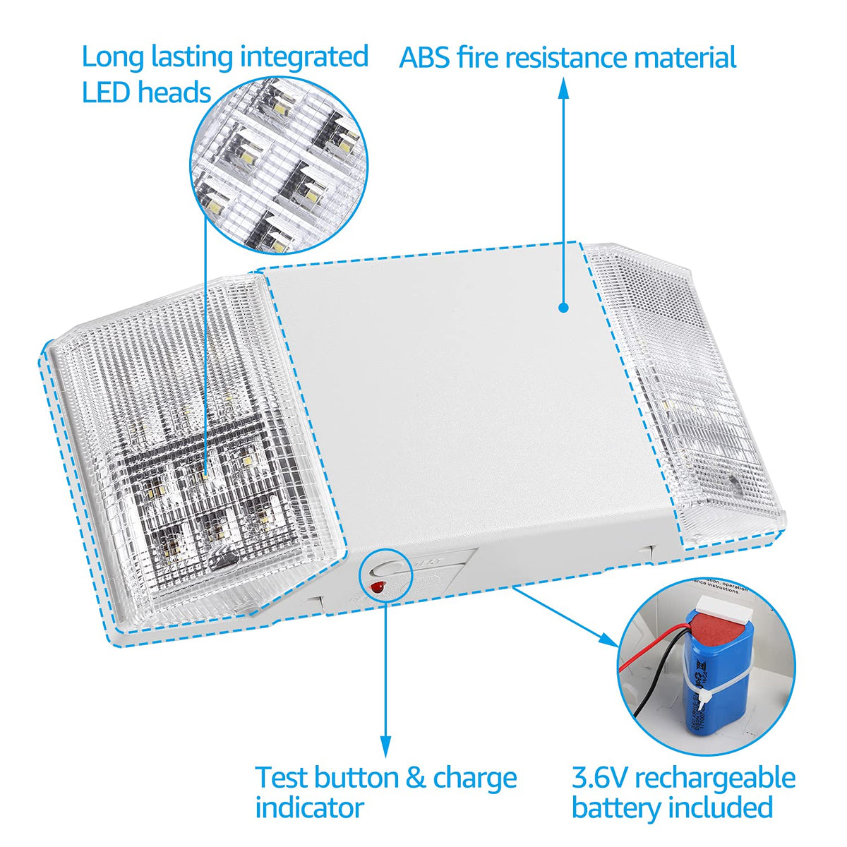 4 Pack LED Emergency Lighting with Battery Backup White (Off-White)
