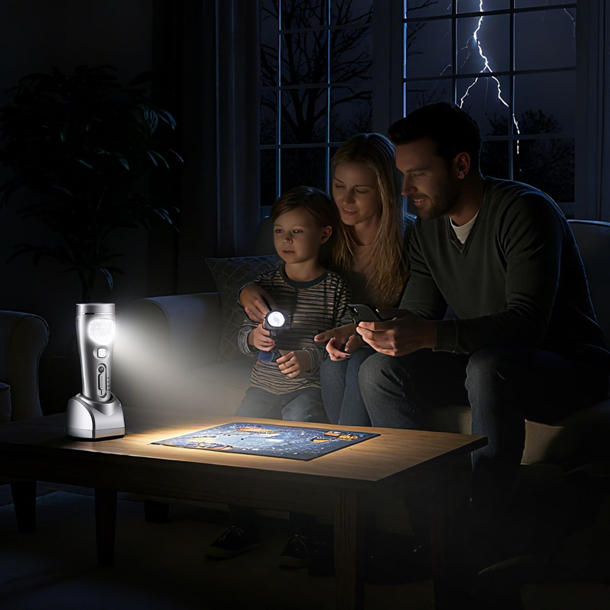6 Pack Rechargeable Emergency Light with Auto On Power Outage (Silver)