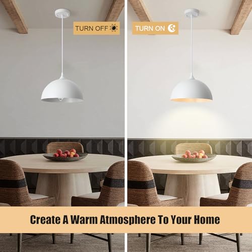 3 Pack White Pendant Lights Kitchen Island 11.8" Modern Dome Pendant Light Fixtures Farmhouse Industrial Vintage Hanging Ceiling Light Fixture for Dining Room Foyer Hallway Bar Cafe Kitchen (White / 11.8 inch (3PCS))