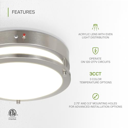 LED 12" Round Flush Mount Lighting (Brushed Nickel)
