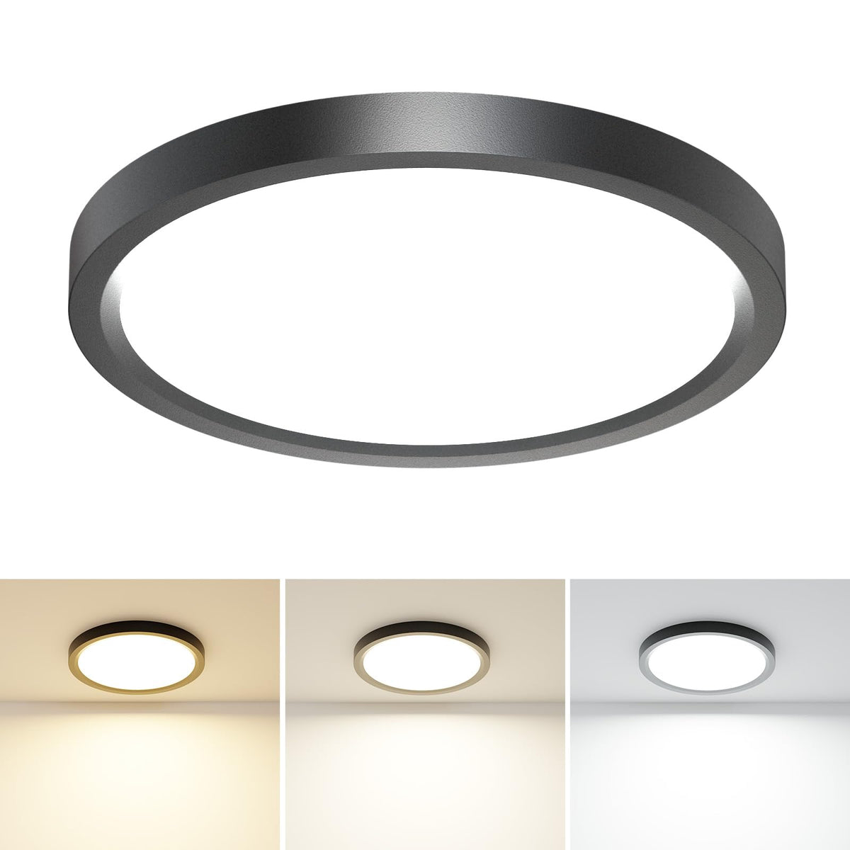 1PACK LED Flush Mount Ceiling Light (Black / 7Inch-1pack)