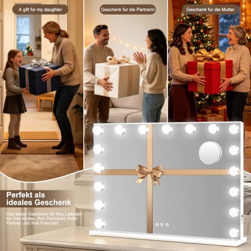 Vanity Mirror with Lights (White / 28"L x 20"W)