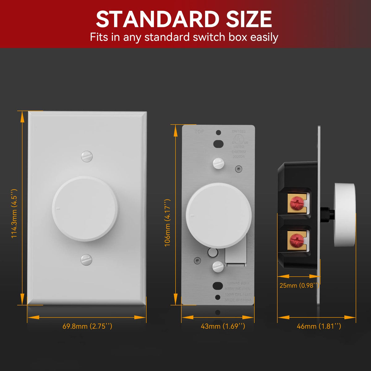 Digital Light Toggle Dimmer Switch for Dimmable LED (Rotary Dimmer with Wall Plate / White)