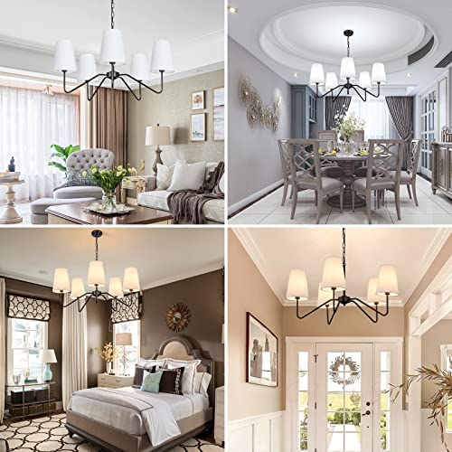 5 Light Modern Chandelier with White Shades
