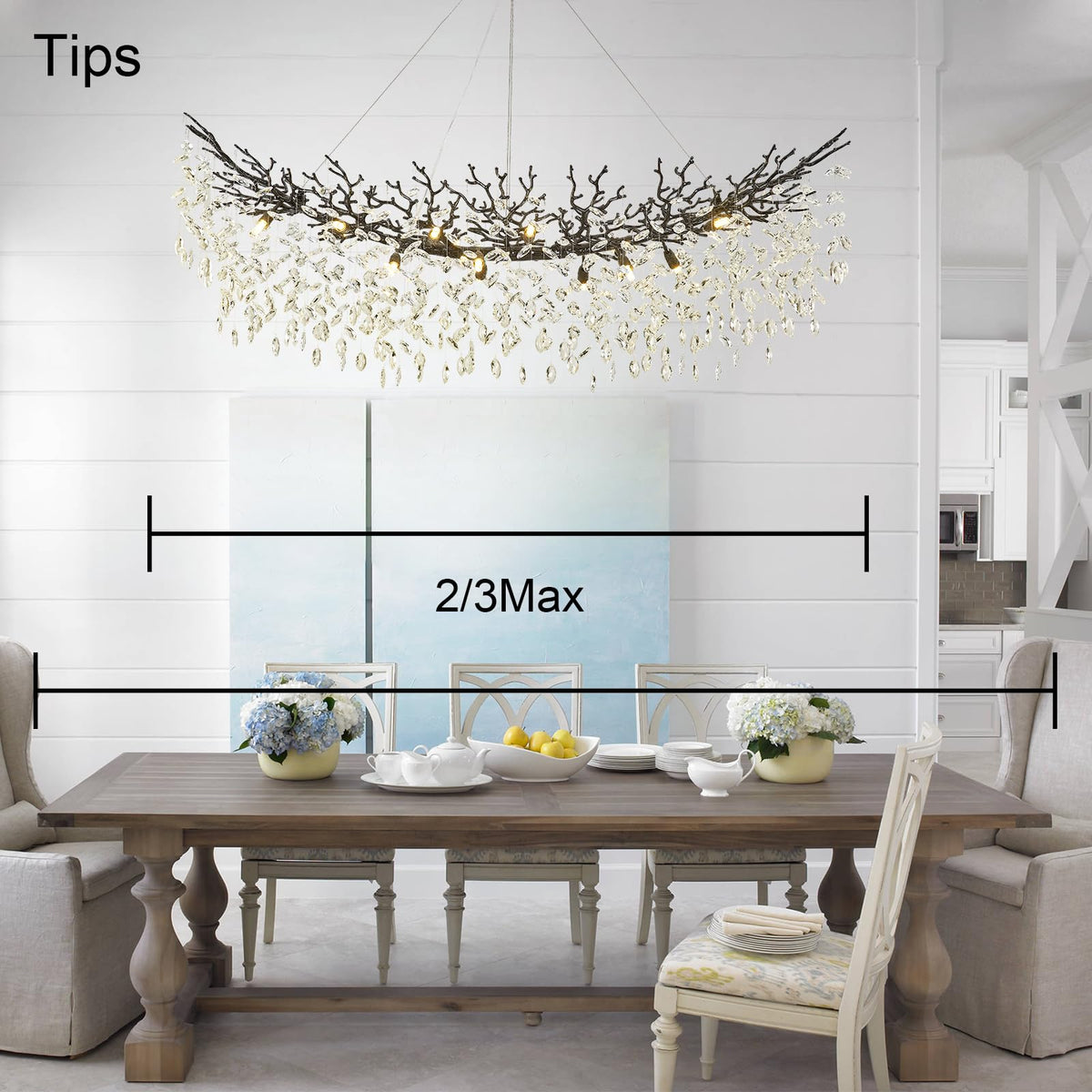Large Modern Farmhouse Crystal Chandelier (Black / A-L63 Inch)