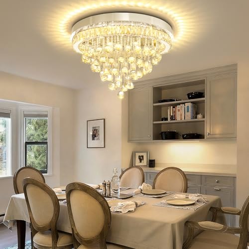 Dia 24" Modern Crystal Chandeliers for Dining Room (Silver / Dia 24")