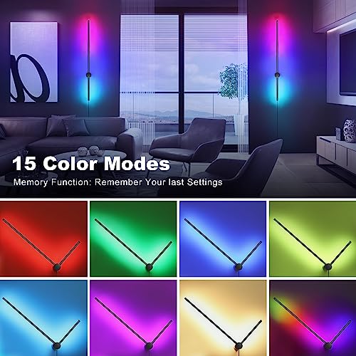 RGB LED Wall Sconces Set of Two with Remote (RGB Colors+Warm Light / 39.4 Inches)