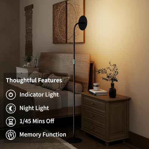 60W Torchiere Floor Lamp (Digital Display, Remote & Touch Control)