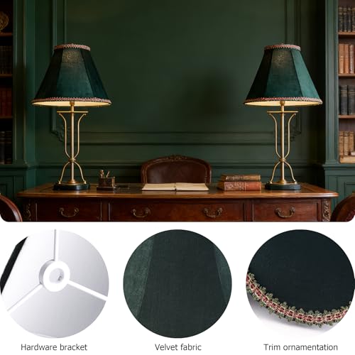 Green Velvet Lamp Shades Set of 2 6"×13"×9.8" Bell Shade (6*13*9.8in / Green-2 Pack)