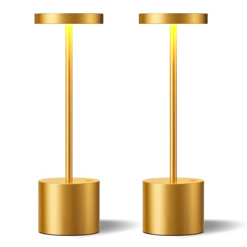 Cordless Rechargeable Table Lamp (Gold / 2 Pack)