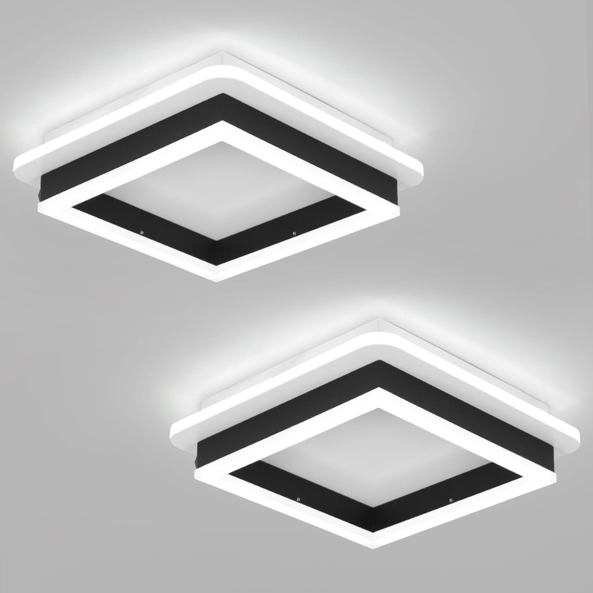 2 Packs Square Flush Mount Ceiling Light (Black / 2 Packs)