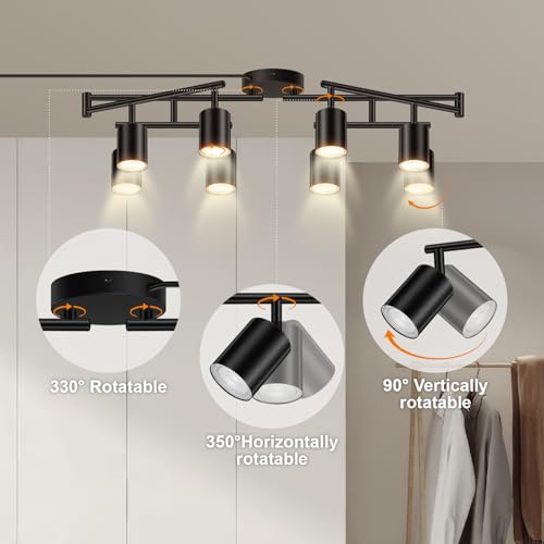 Plug in Track Lighting LED (8-Light Track Light(Black))